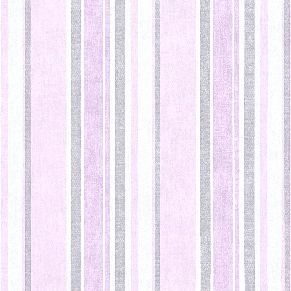             Nursery wallpaper purple stripes with metallic effect
        
