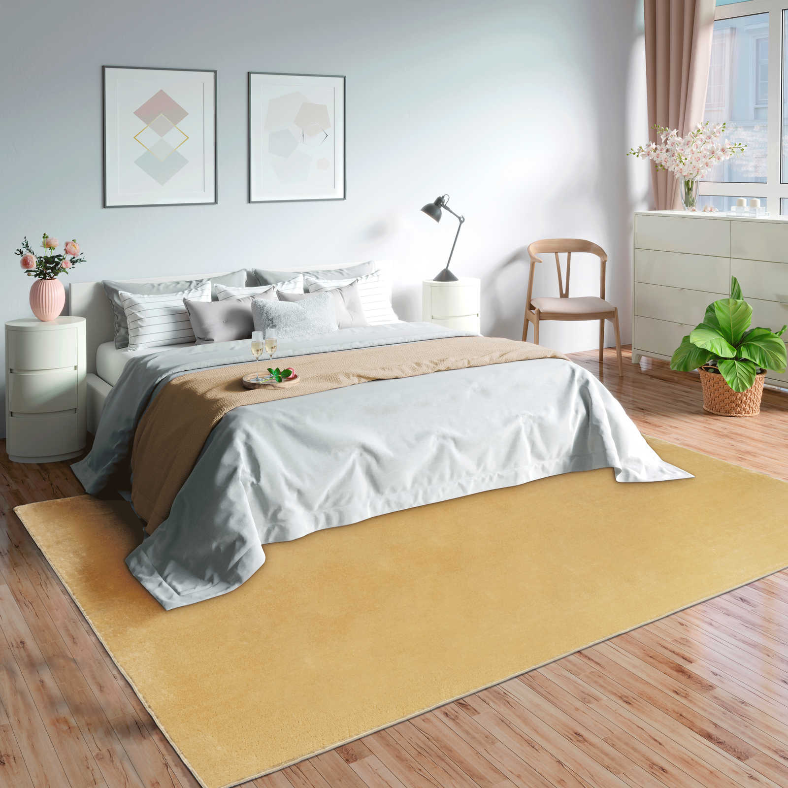         Cuddly soft high pile carpet in gold - 110 x 60 cm
    