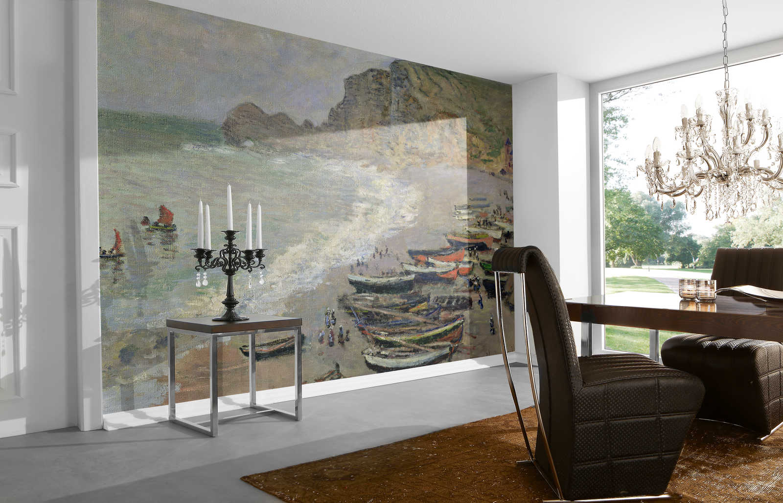             Papier peint panoramique "Etretat, la plage et la porte d'Amont" de Claude Monet
        