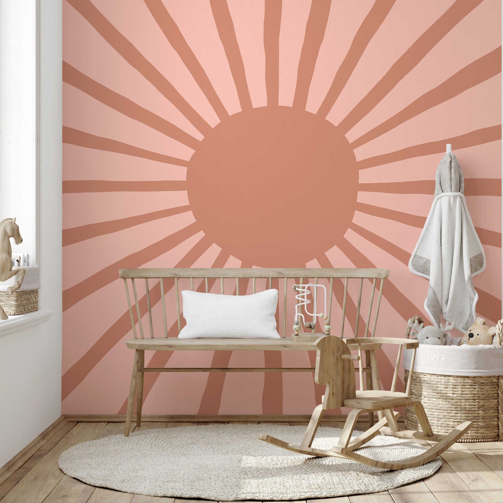 Painted Style Abstract Sun Wallpaper - Textured Non-woven
