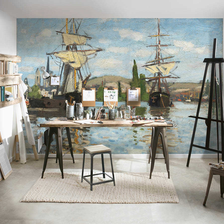         Photo wallpaper "Ships sailing on the Seine near Rouen" by Claude Monet
    