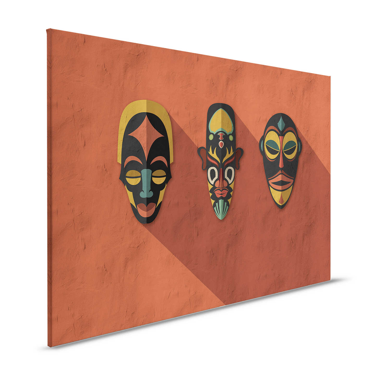 Zulu 2 - Canvas painting Terracotta Orange, Africa Masks Zulu Design - 1.20 m x 0.80 m
