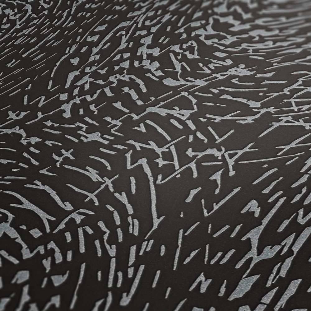             Papel pintado decorativo metálico de estilo étnico - metálico, negro
        