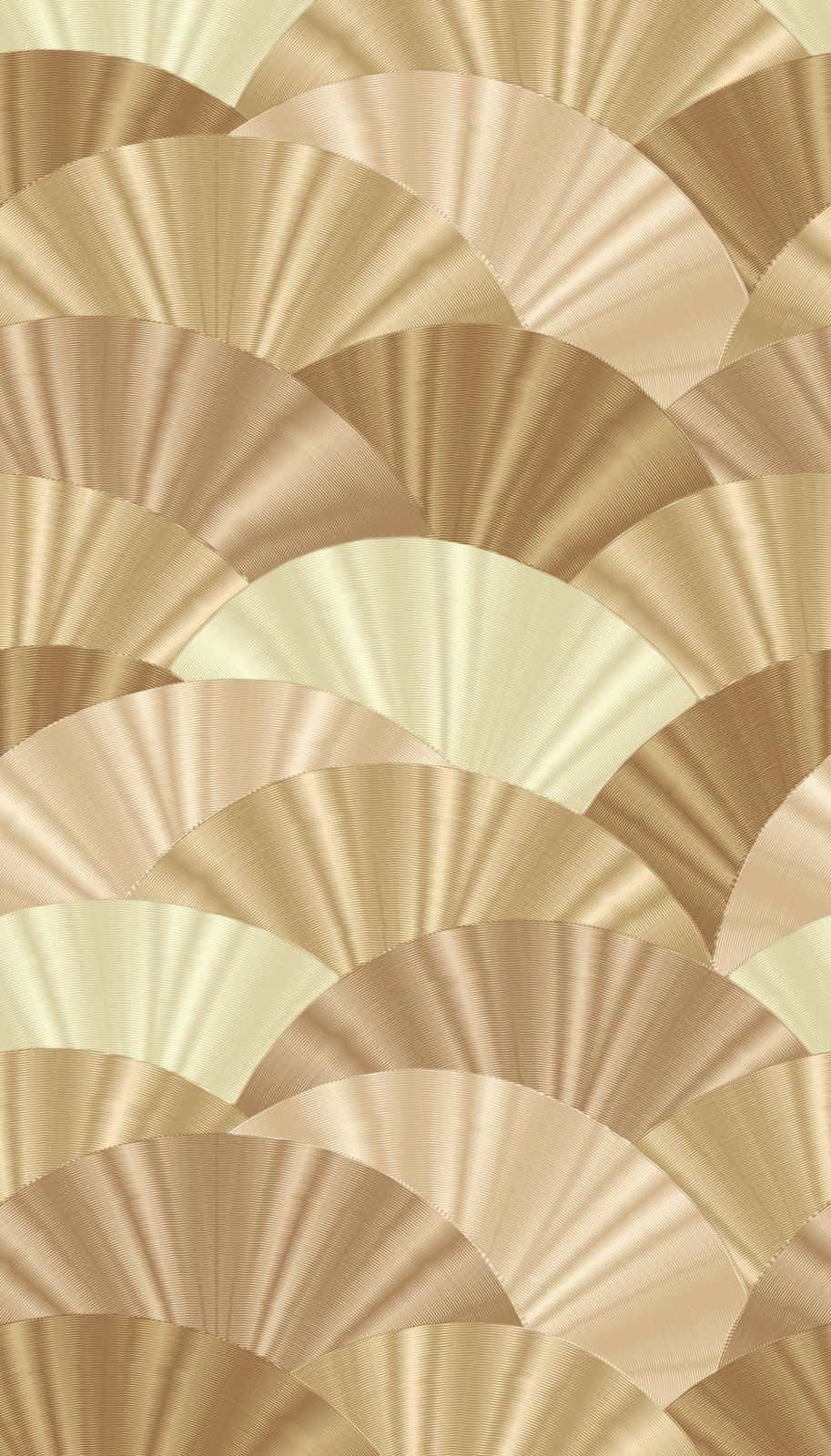             Abstract fan pattern wallpaper - gold, beige, cream
        