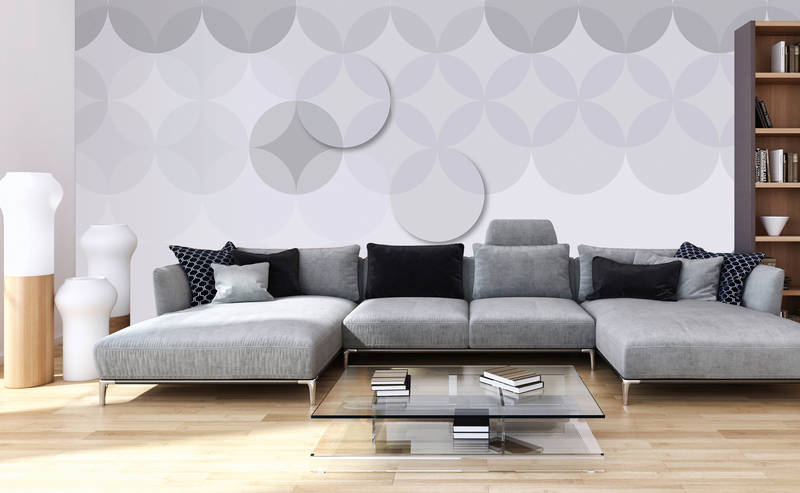             Photo wallpaper patterned, minimalist, monochrome - grey, white
        