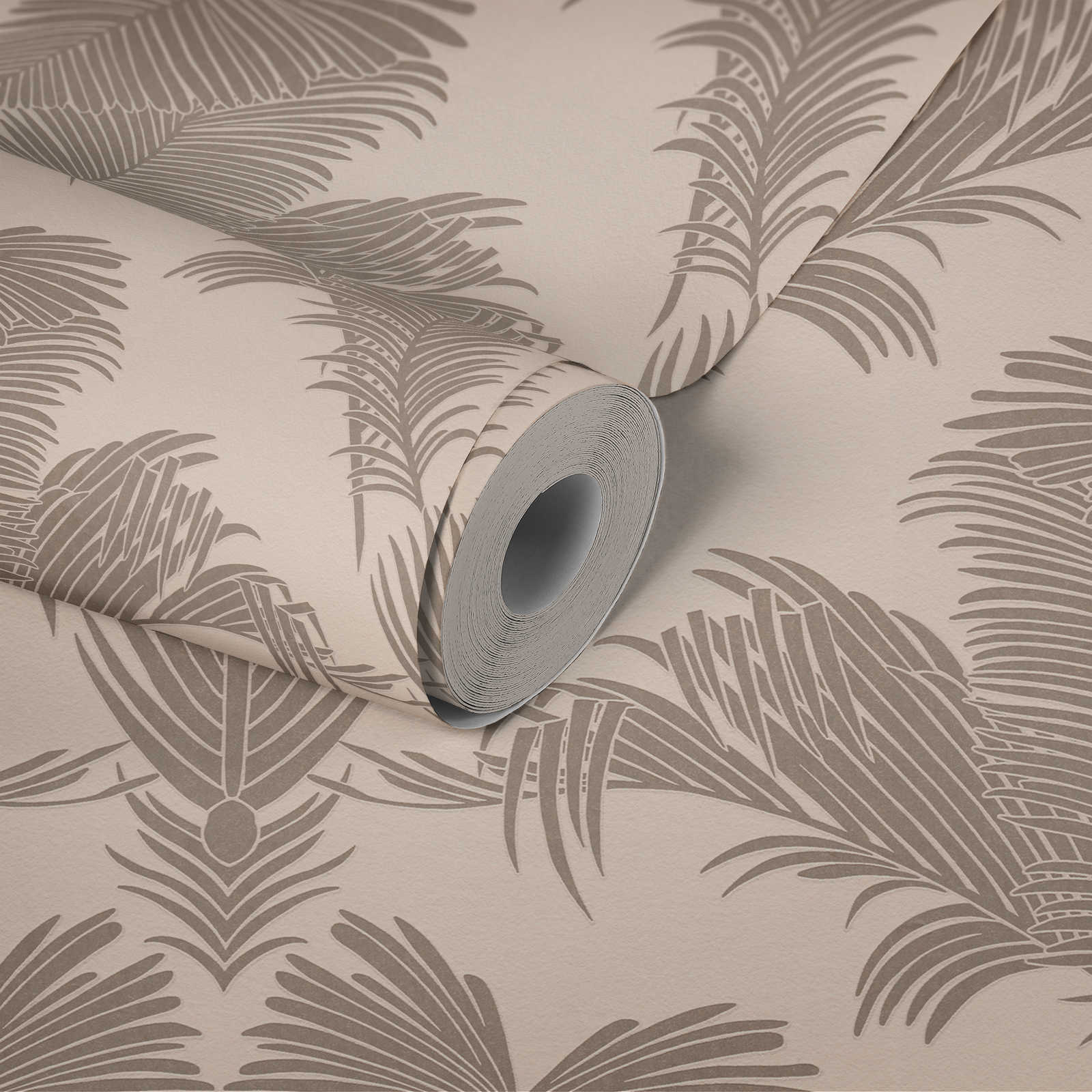             Palm leaves wallpaper pink with metallic & matte effect
        