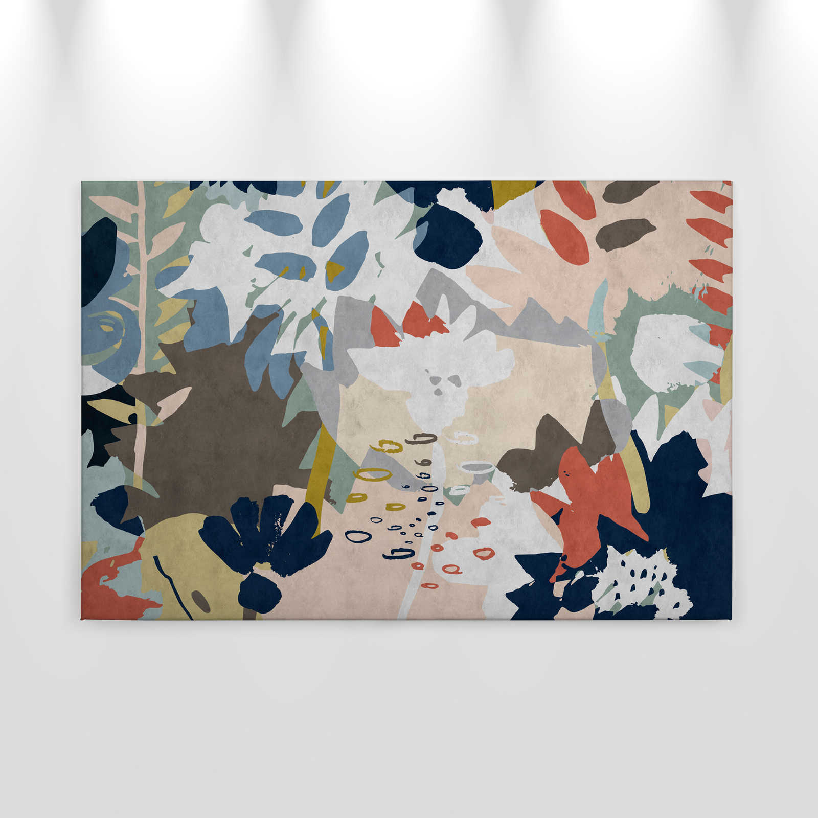             Floral Collage 4 - Canvas painting with colourful leaf motif - blotting paper structure - 0.90 m x 0.60 m
        