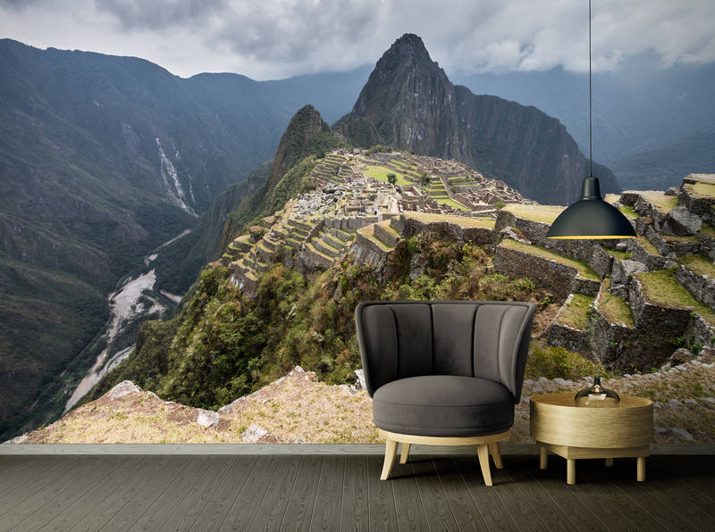             Papier peint panoramique vue pittoresque de la vallée du Machu Picchu
        