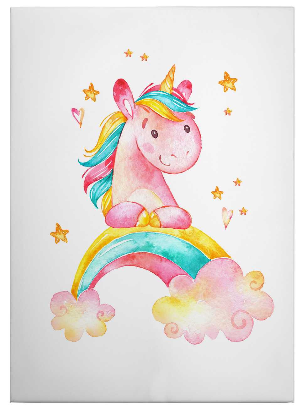             Canvas print unicorn and rainbow for kids – colourful
        