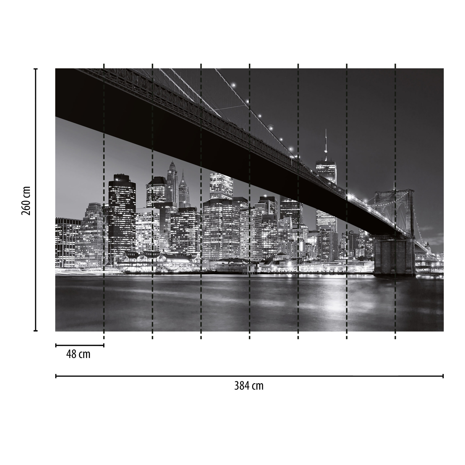             Papier peint panoramique noir et blanc Pont de Brooklyn à New York
        