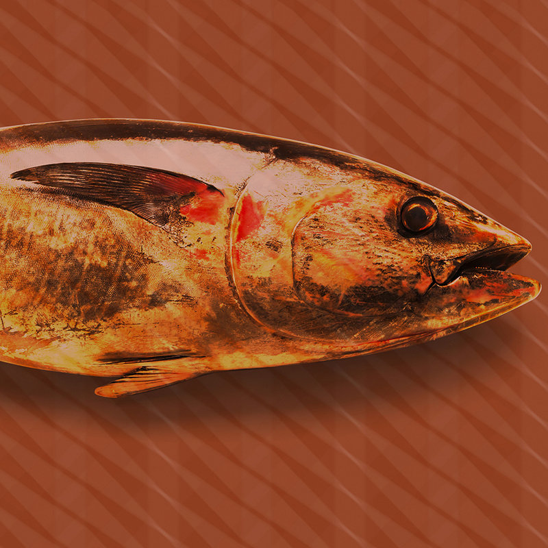         Tuna wallpaper in pop art, fish & stripes design - red, orange, yellow
    