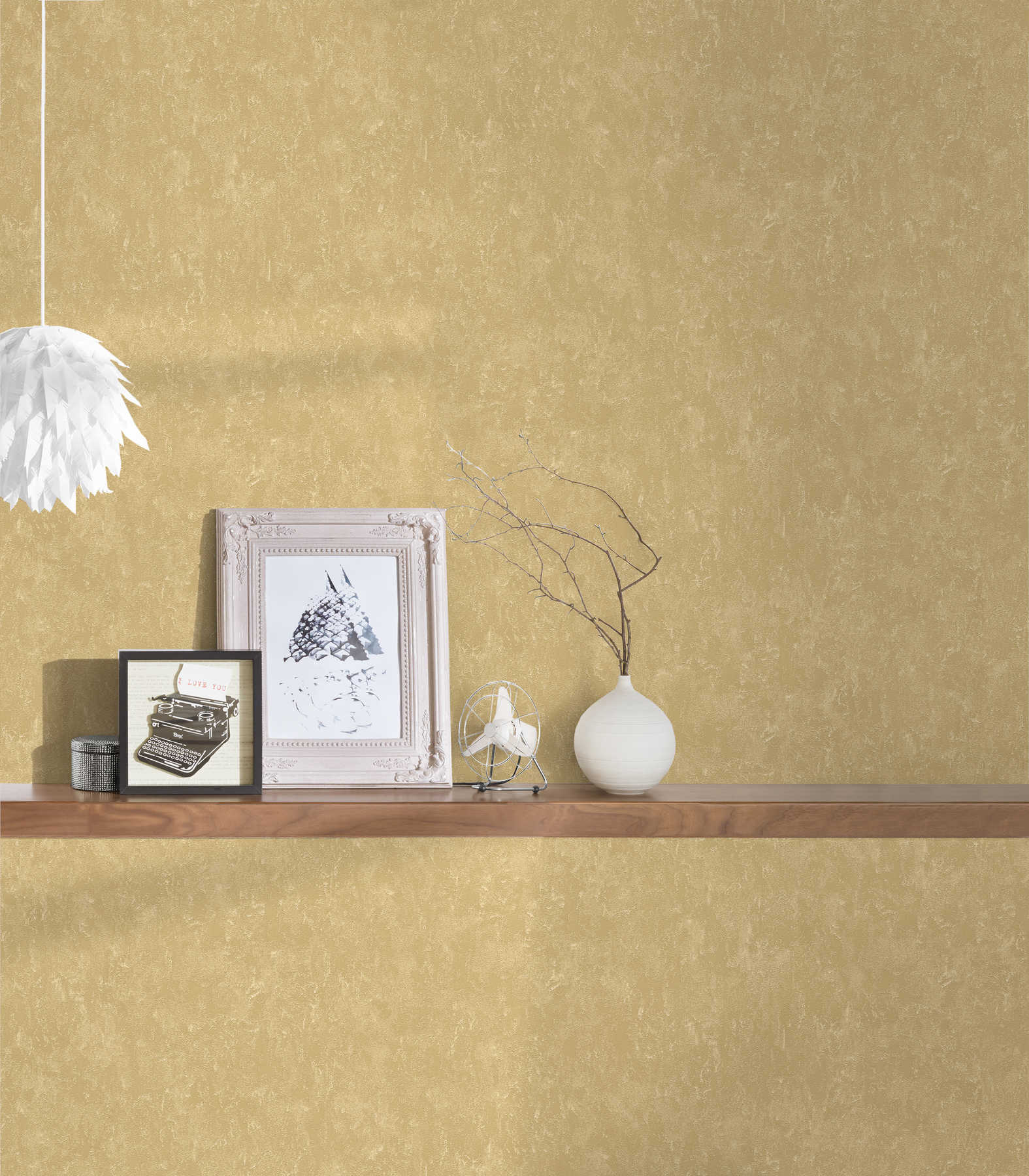             Wallpaper gold plain with metallic luster & embossed texture
        
