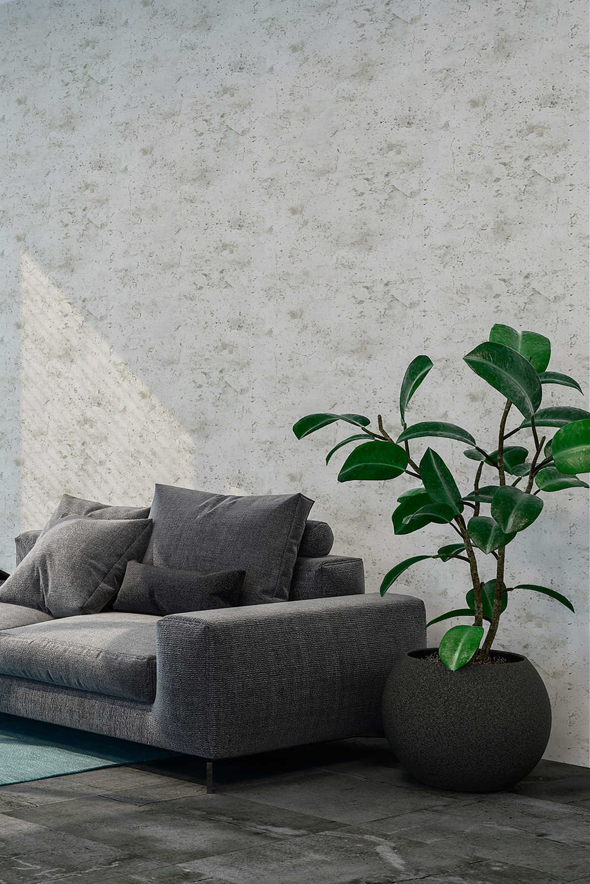             Concrete wallpaper in industrial style - grey
        