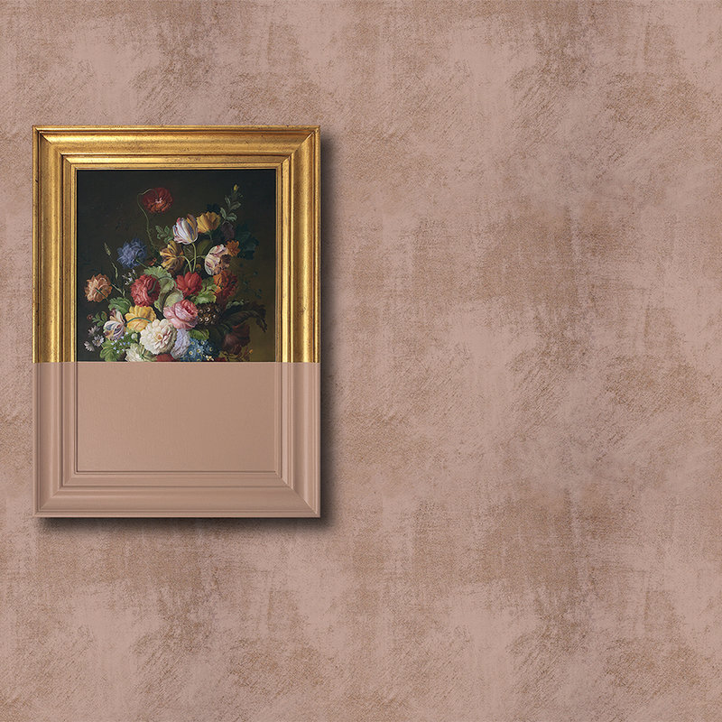 Frame 2 - geveegd gipsstructuur geschilderd kunstwerk Onderlaag behang, koper - koper, roze | matte gladde vlieseline
