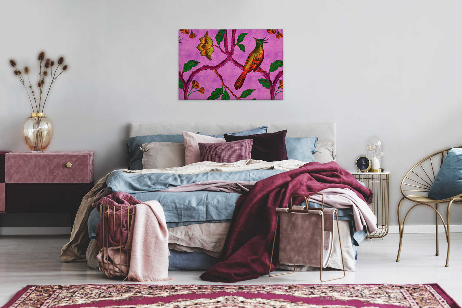             Bird Of Paradis 2 - Canvas painting Bird of Paradise in natural linen structure - 0,90 m x 0,60 m
        