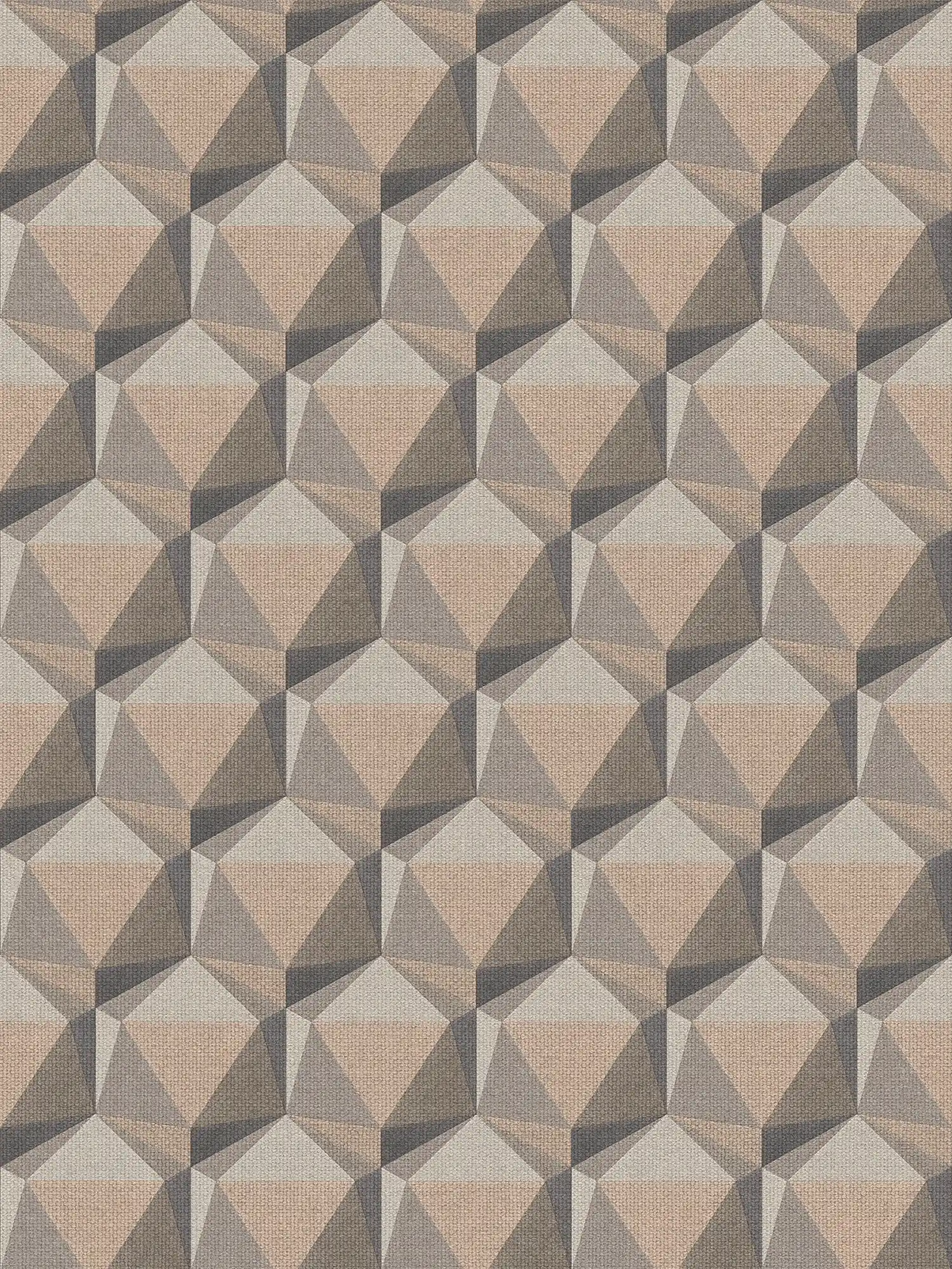 3D wallpaper with graphic pattern in retro look - beige, cream, grey

