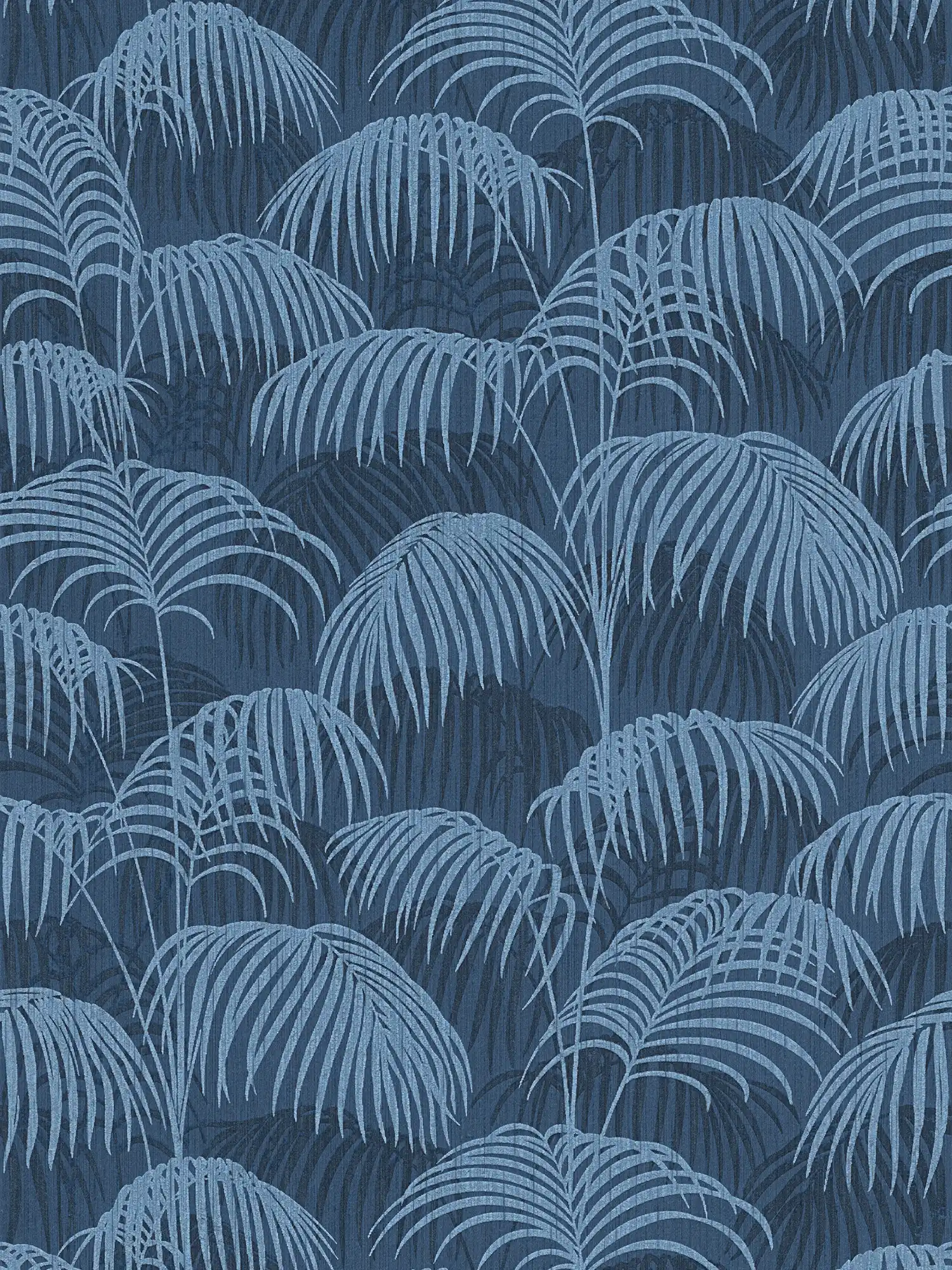 Papier peint Jungle Feuilles Motif style colonial - Bleu
