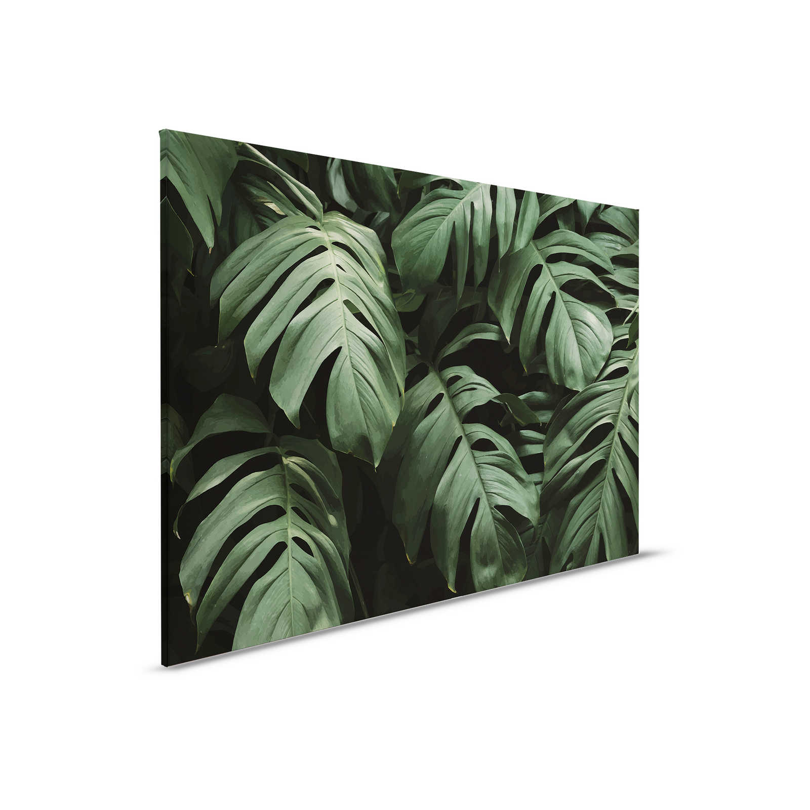 Canvas painting tropical jungle leaves close-up - 0,90 m x 0,60 m

