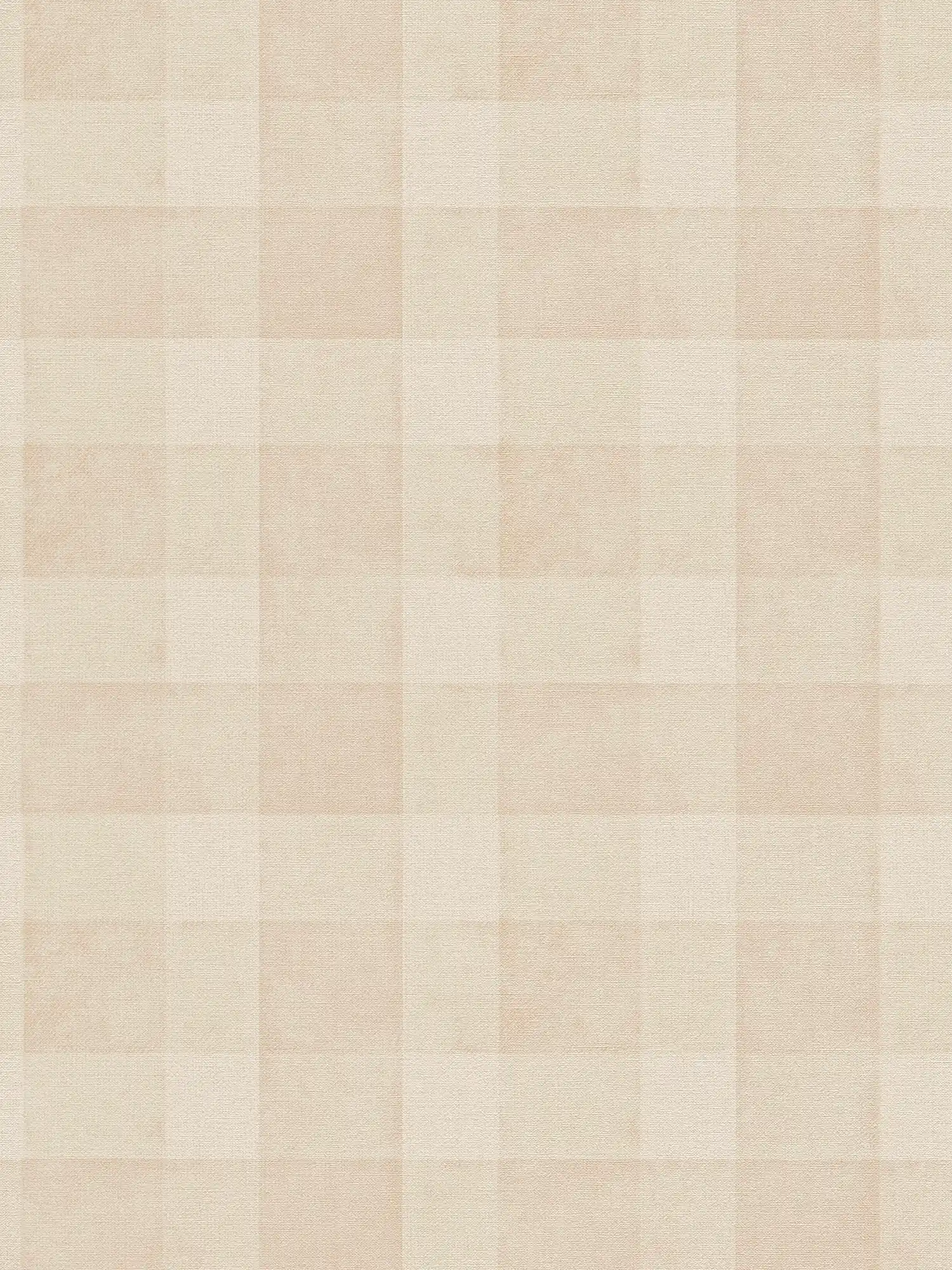 Non-woven wallpaper PVC-free check pattern with linen look - beige
