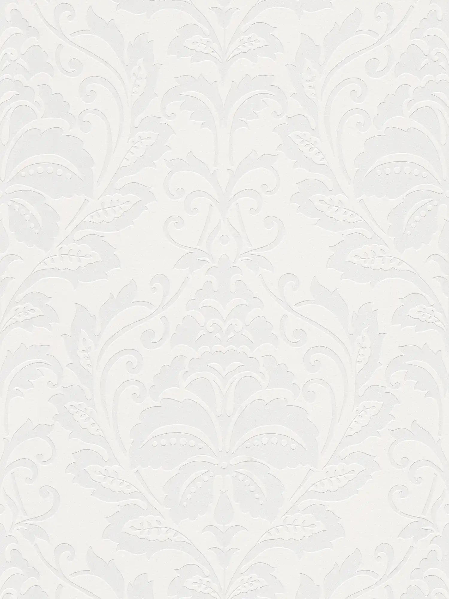 Papier peint ornemental design floral, contraste mat/brillant - beige
