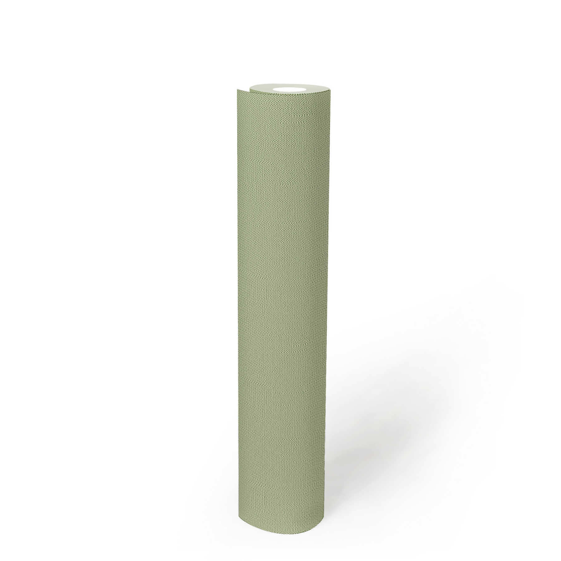             Non-woven wallpaper mint green with foam structure in linen look
        