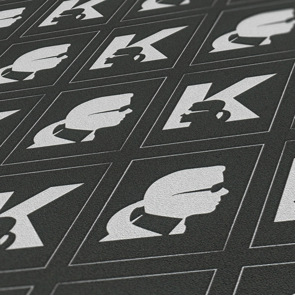             Karl LAGERFELD vliesbehang embleem patroon - metallic, zwart
        