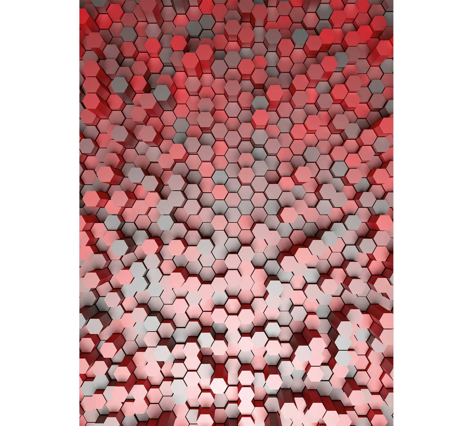         3D Photo wallpaper Hexagon graphic design - red, grey
    