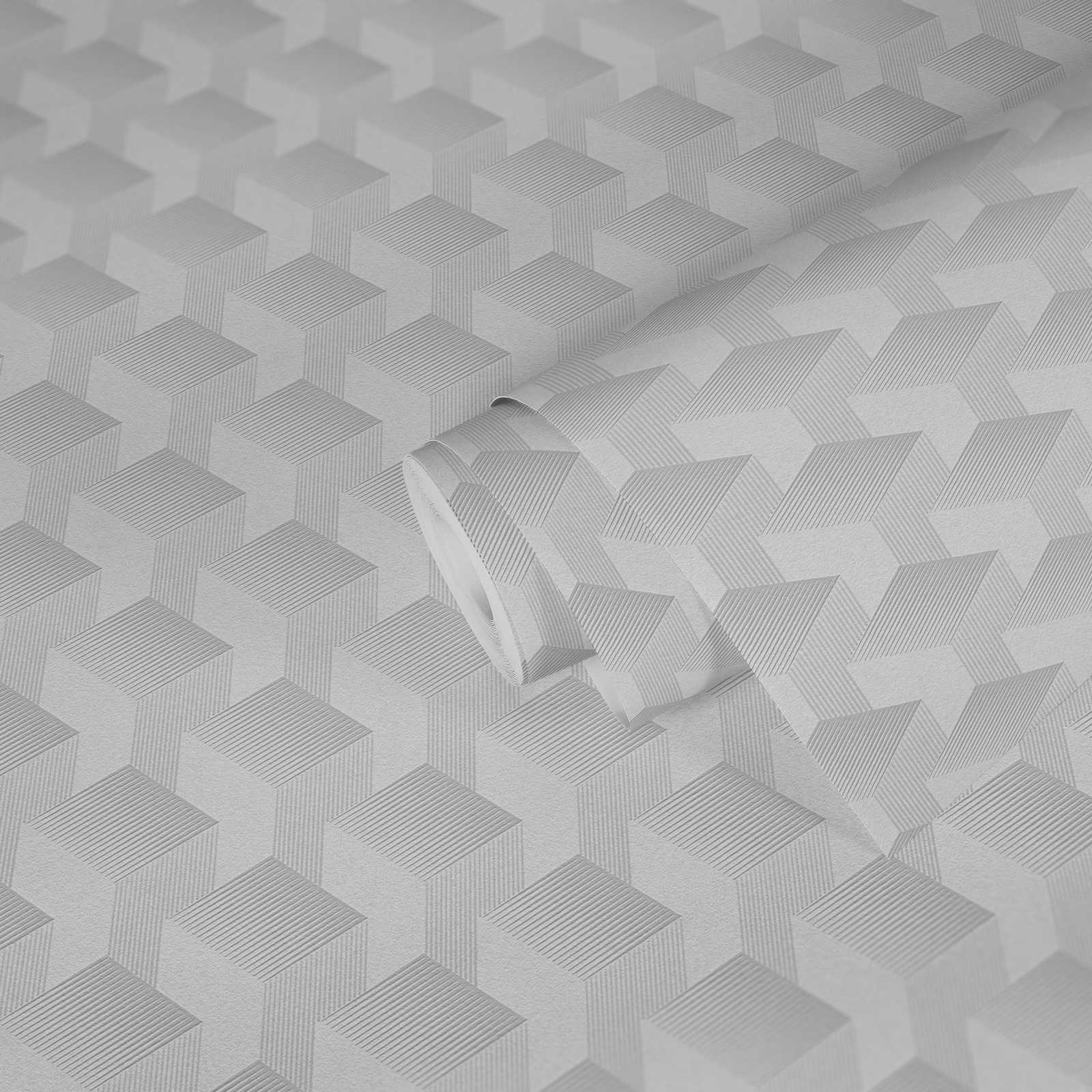             papier peint en papier géométrique 3D avec motif graphique mat - gris
        