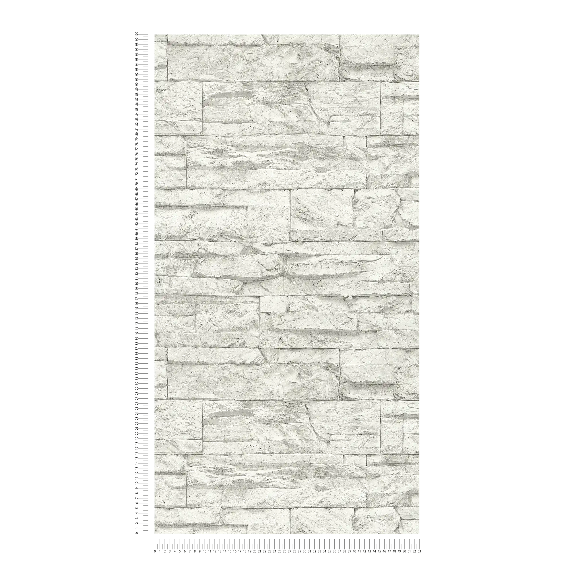             Carta da parati con muratura in pietra naturale chiara - Bianco, Grigio
        