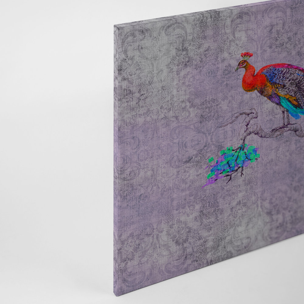             Pauw 3 - Canvas schilderij met kleurrijke pauw - natuurlijke linnenstructuur - 0.90 m x 0.60 m
        