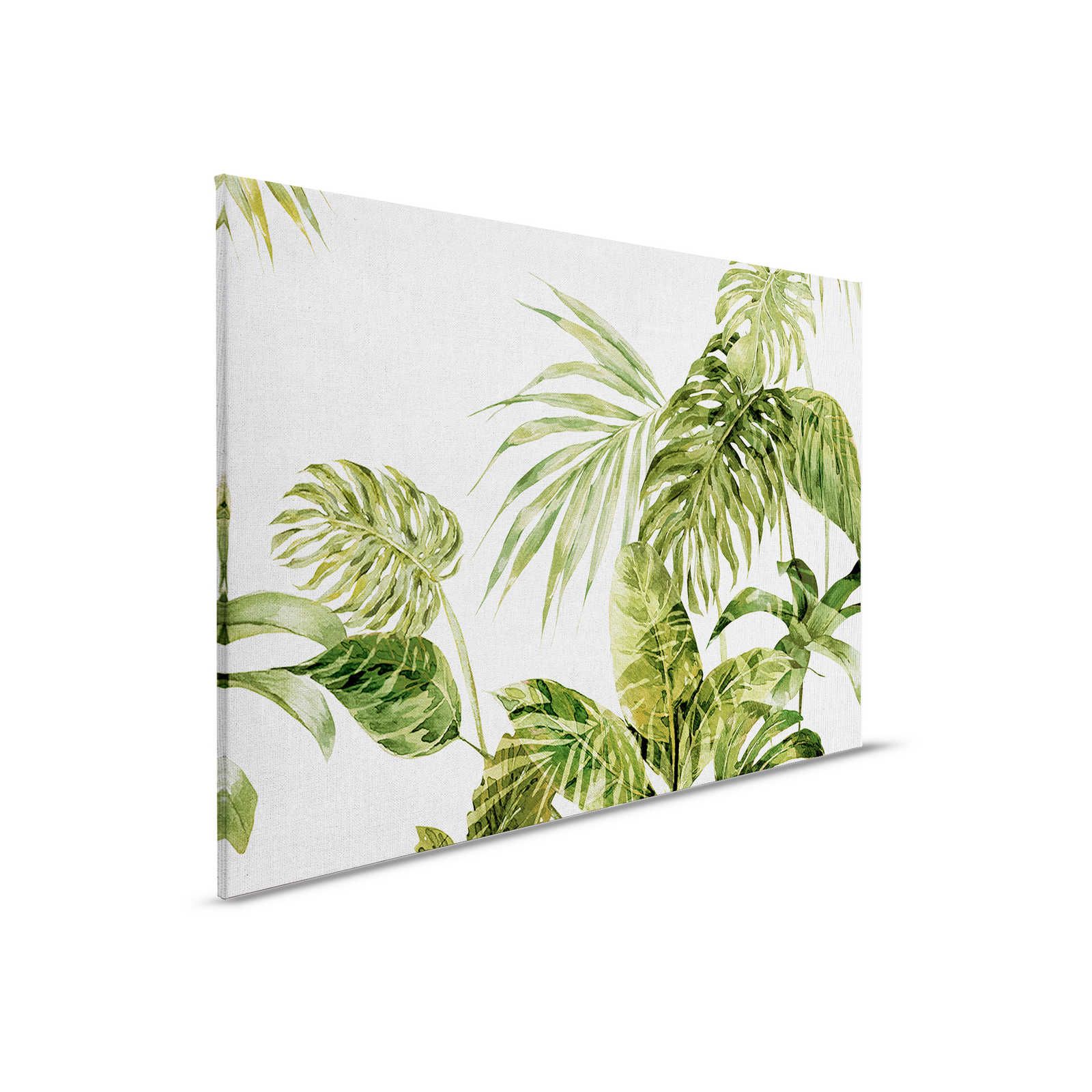 Tropical Canvas Painting Watercolour Monstera Leaves - 0.90 m x 0.60 m
