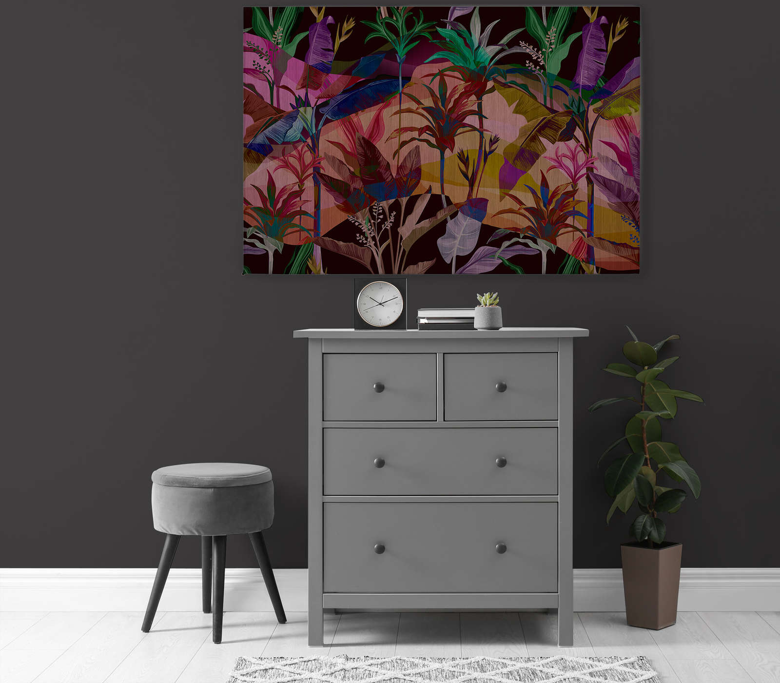             Palmyra 1 - Jungle Canvas Painting Colourful & Abstract Leaves - 1.20 m x 0.80 m
        