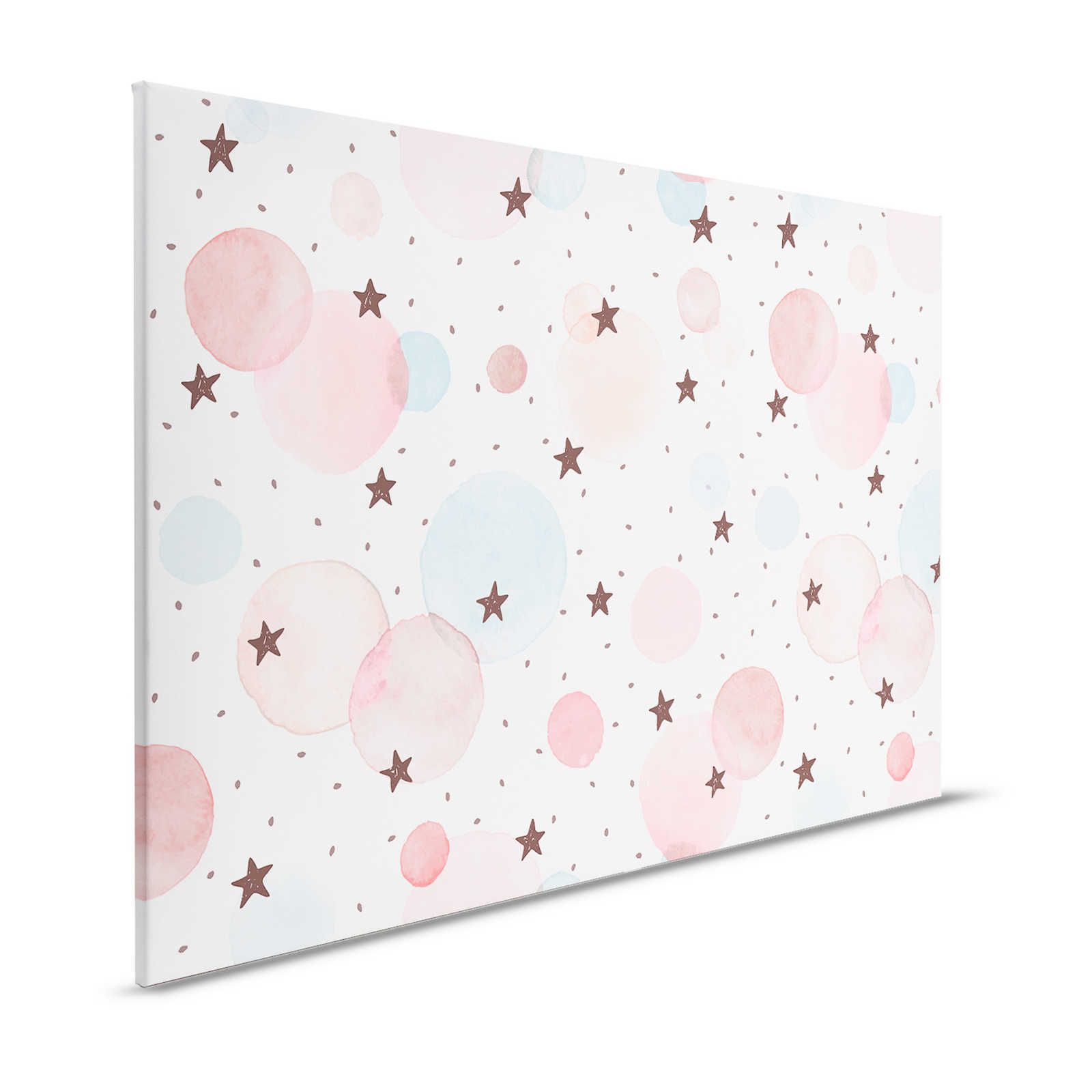 Canvas for children's room with stars, dots and circles - 120 cm x 80 cm
