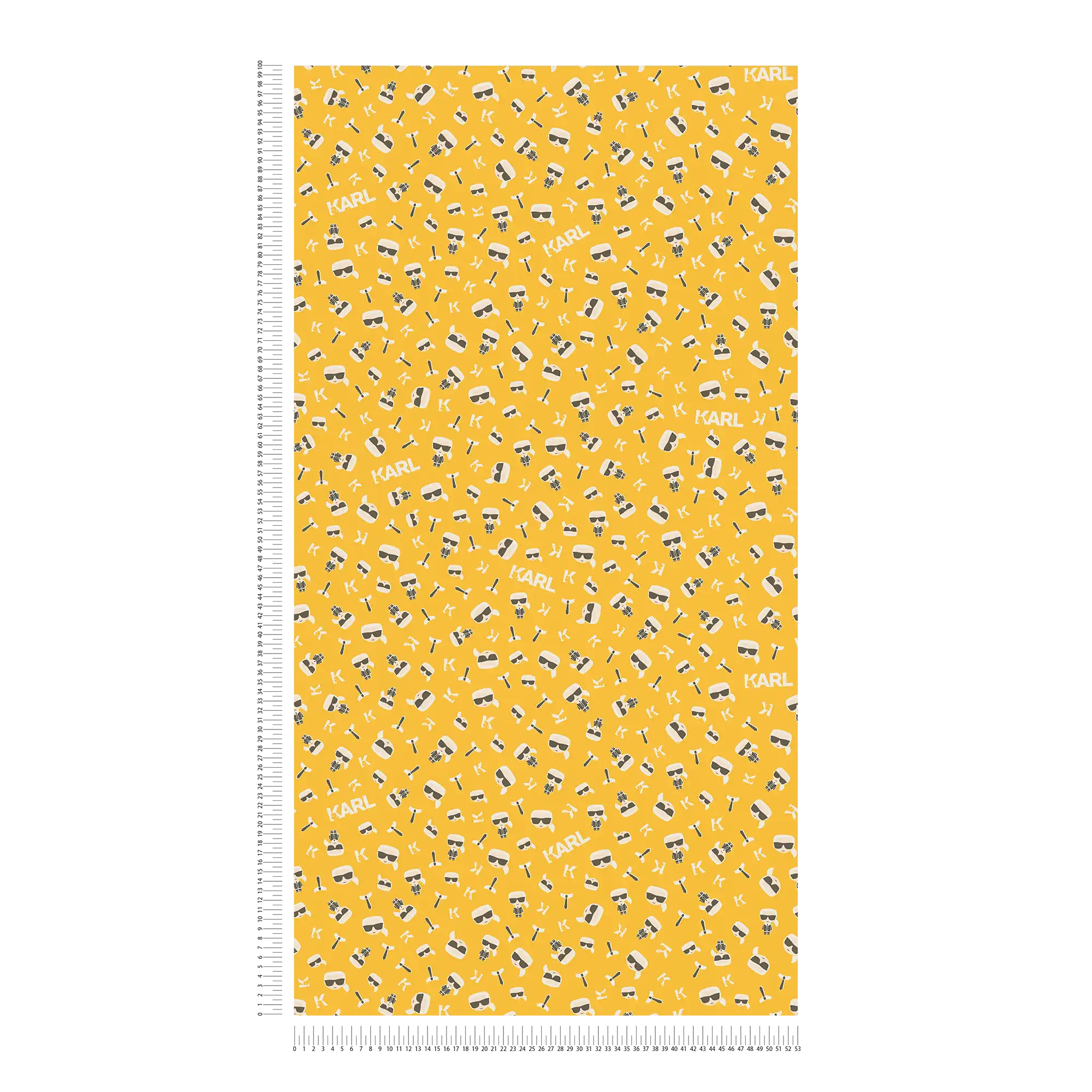             Non-woven wallpaper Karl LAGERFELD comic design - yellow
        