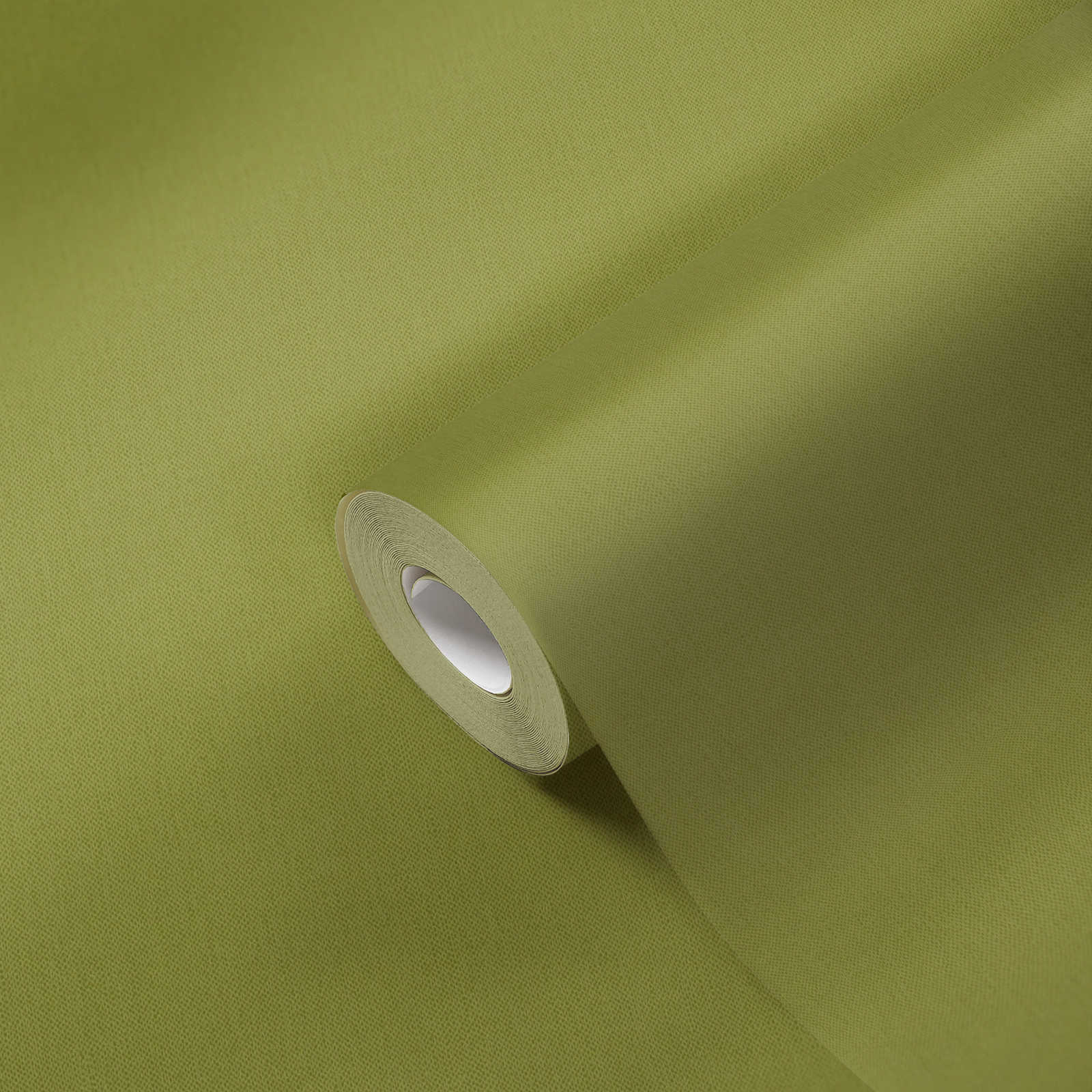             Carta da parati verde oliva con aspetto di lino e motivo strutturato - verde, giallo
        
