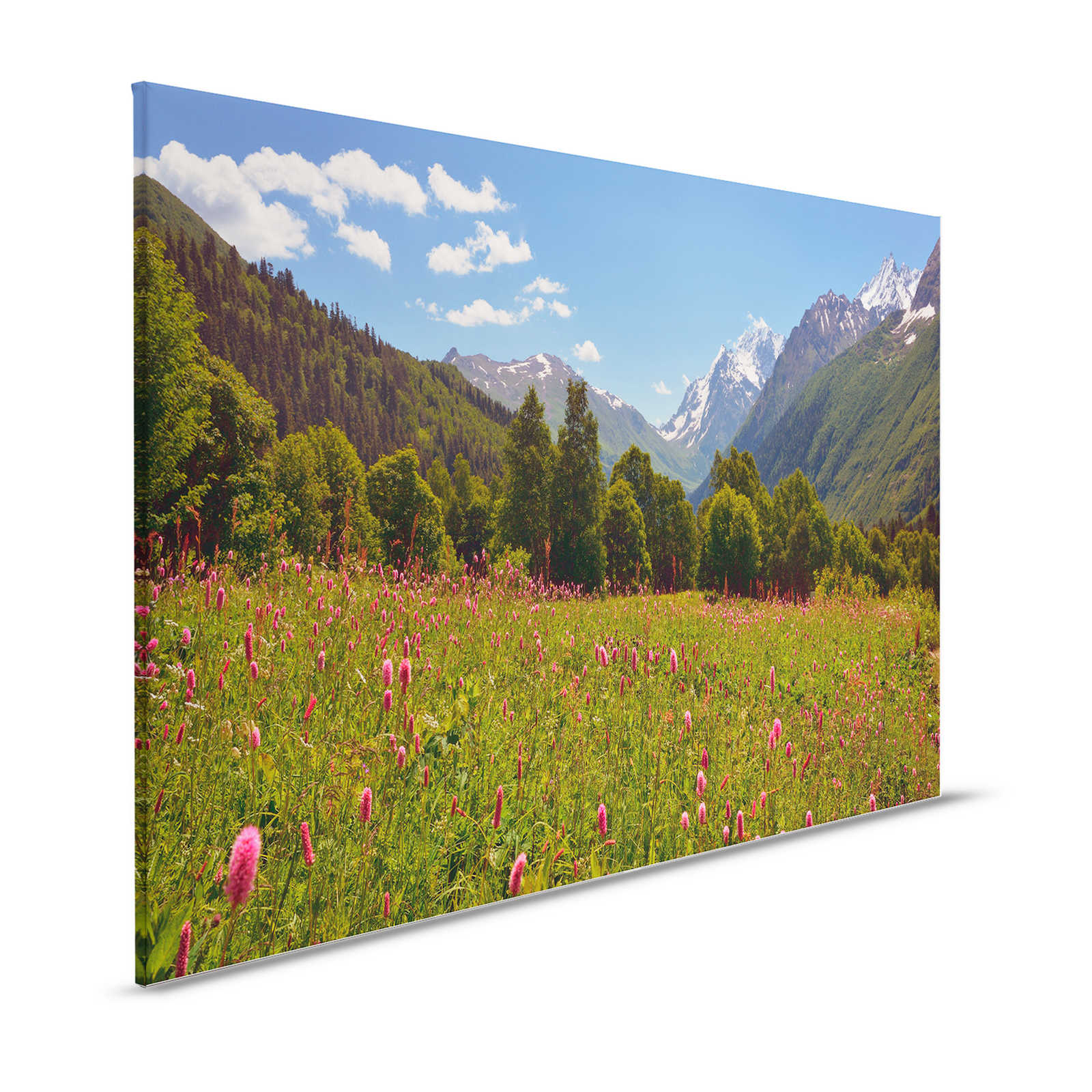 Quadro su tela della natura Paesaggio di prati e montagne - 1,20 m x 0,80 m
