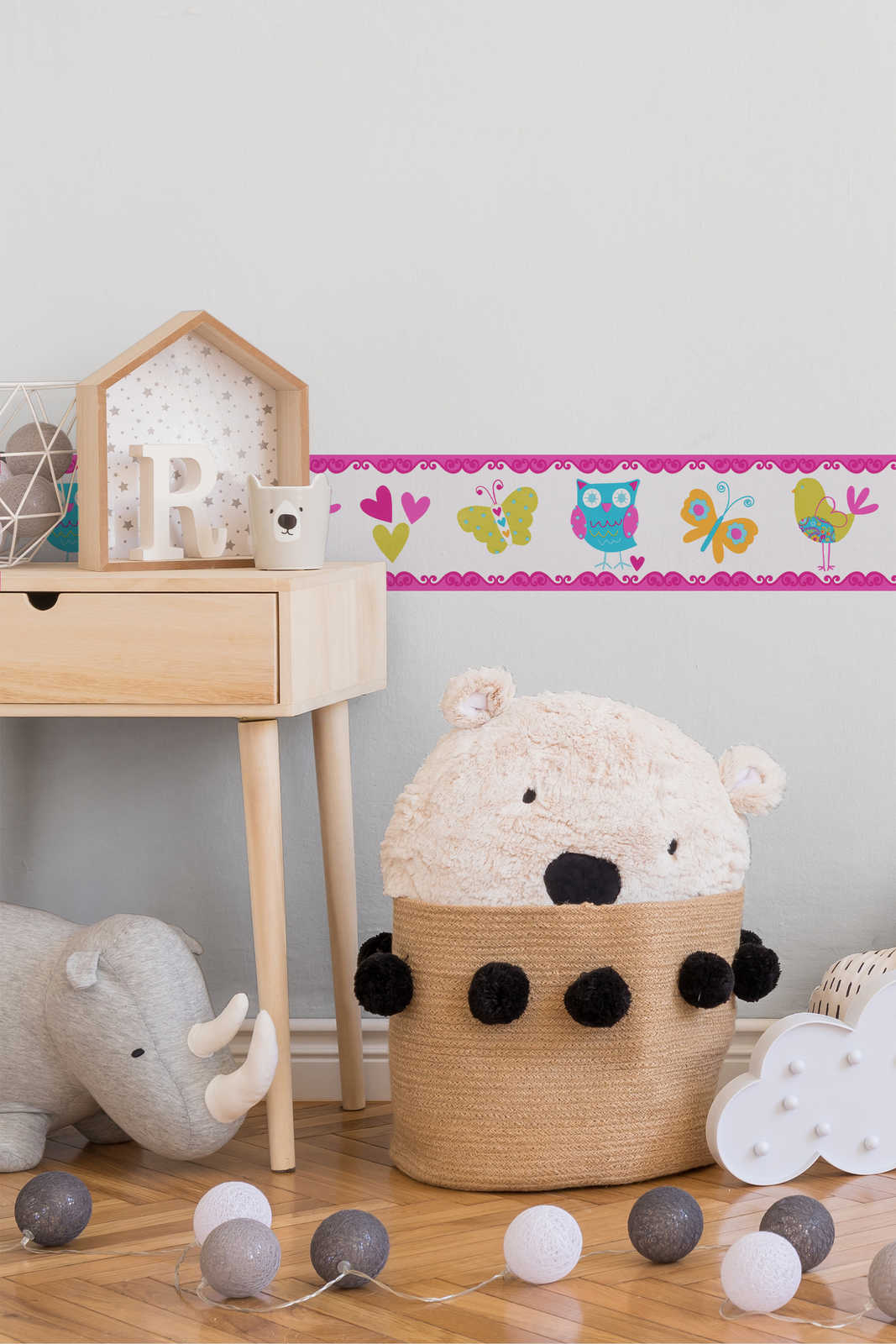             Frise de chambre d'enfant avec motif animalier pour fille - Multicolore
        