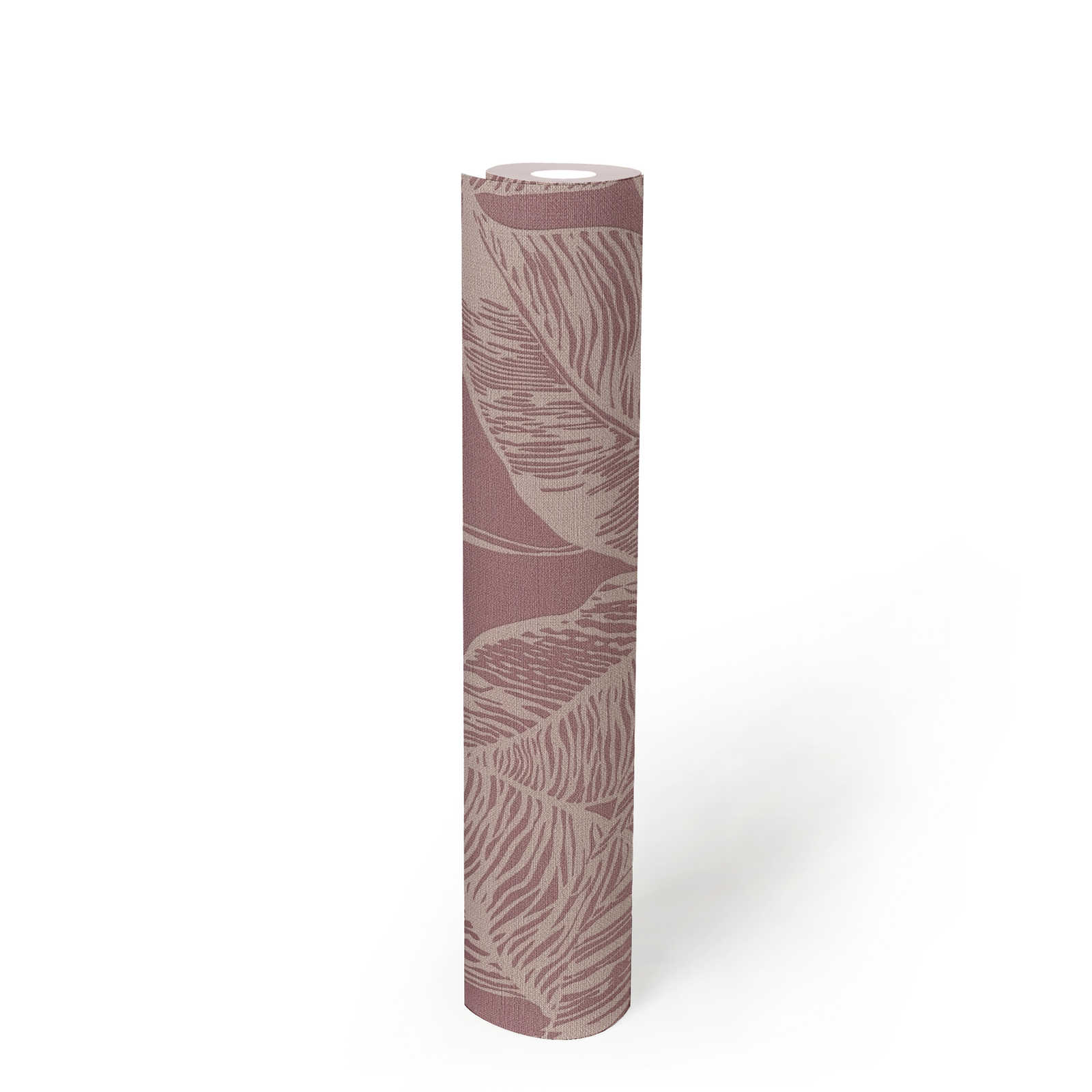             PVC-vrij vliesbehang met bladmotief - roze, crème
        