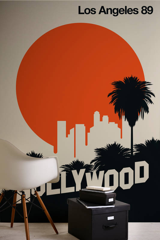             Muurschildering Hollywood in Retro Poster Look
        