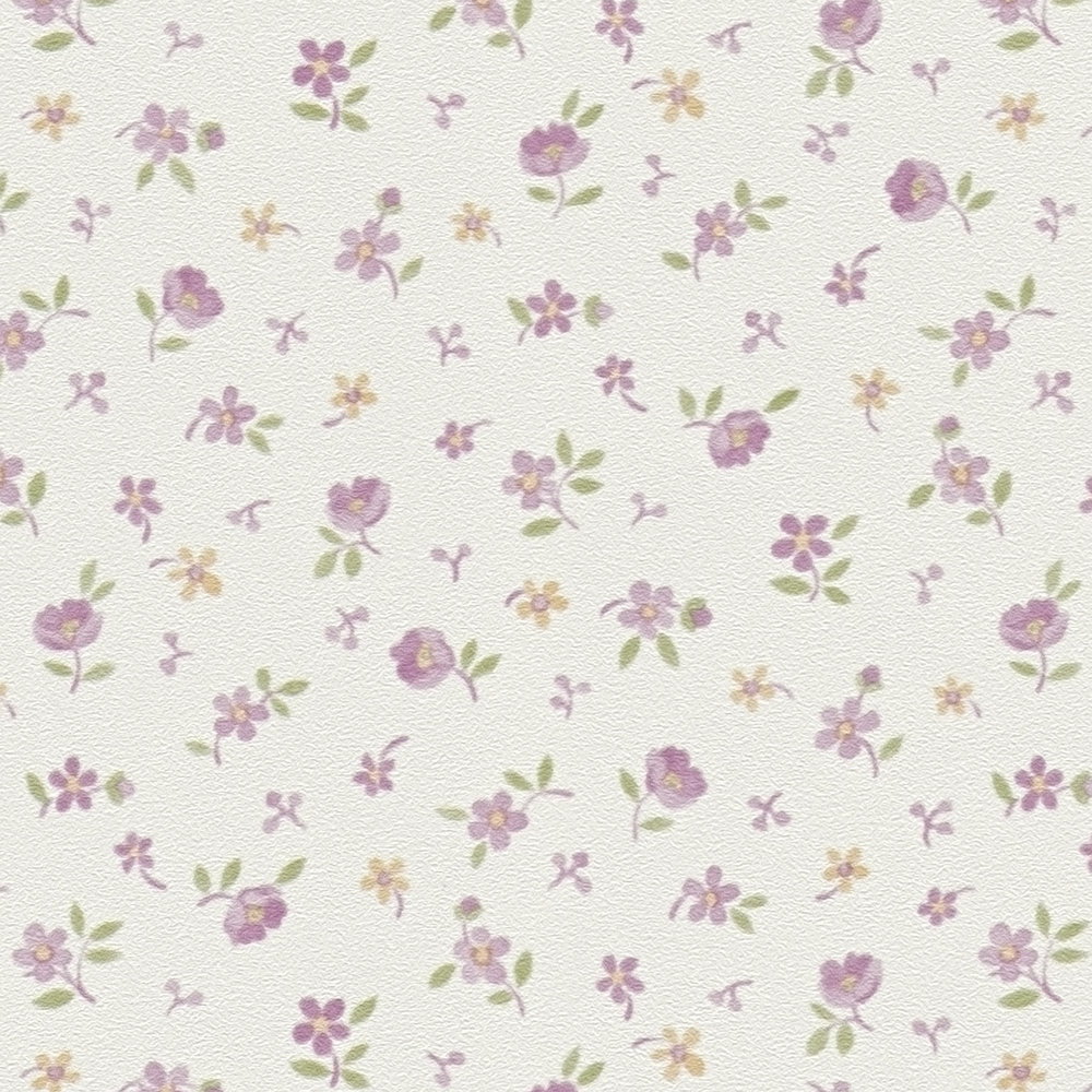             Papier peint fleuri style cottage anglais - rose, crème
        