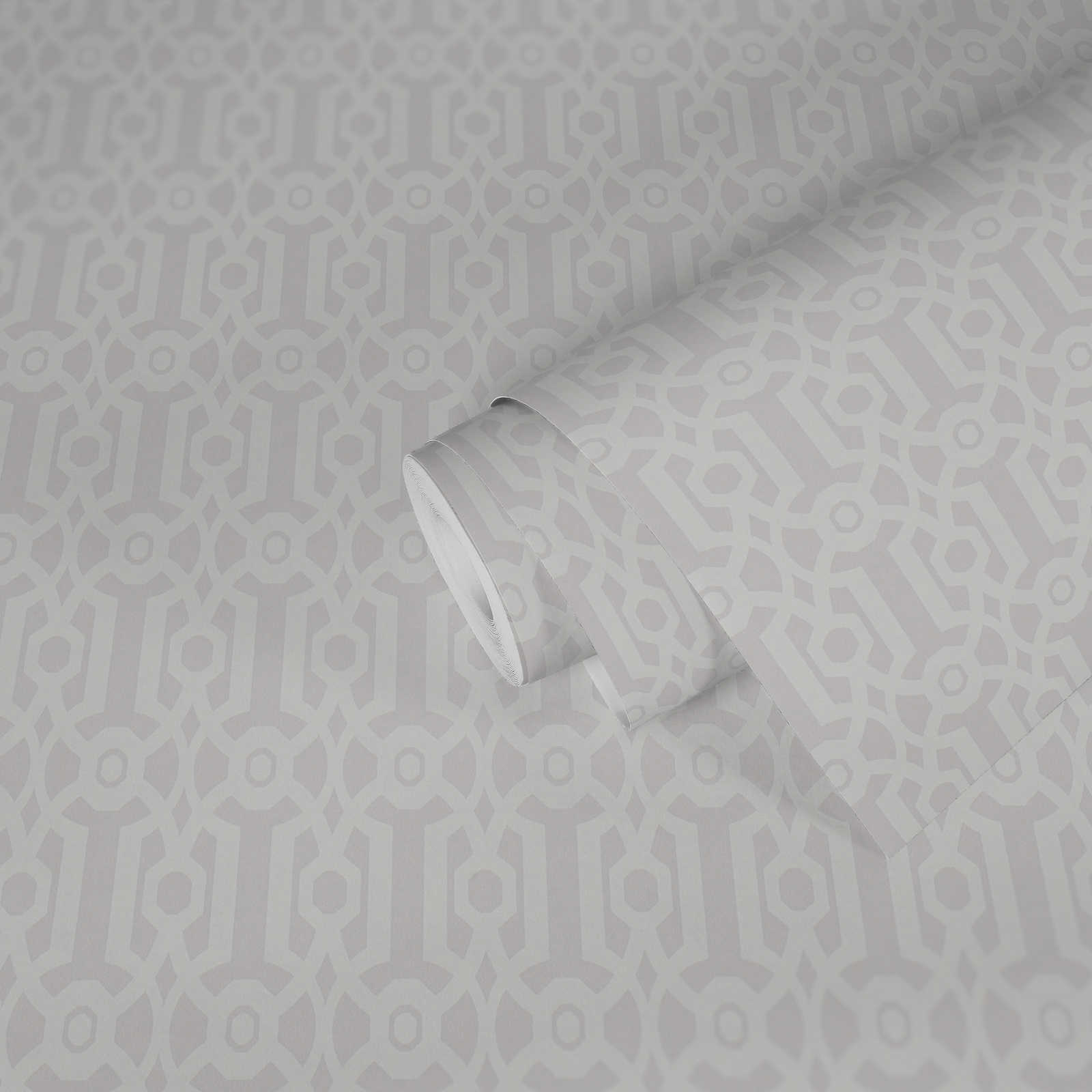             Graphic line pattern wallpaper - cream, grey
        