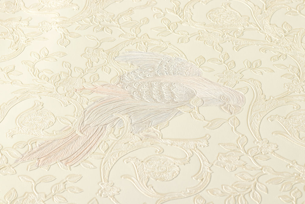             Papel pintado VERSACE Home pájaros del paraíso y acentos plateados - plata, beige, crema
        