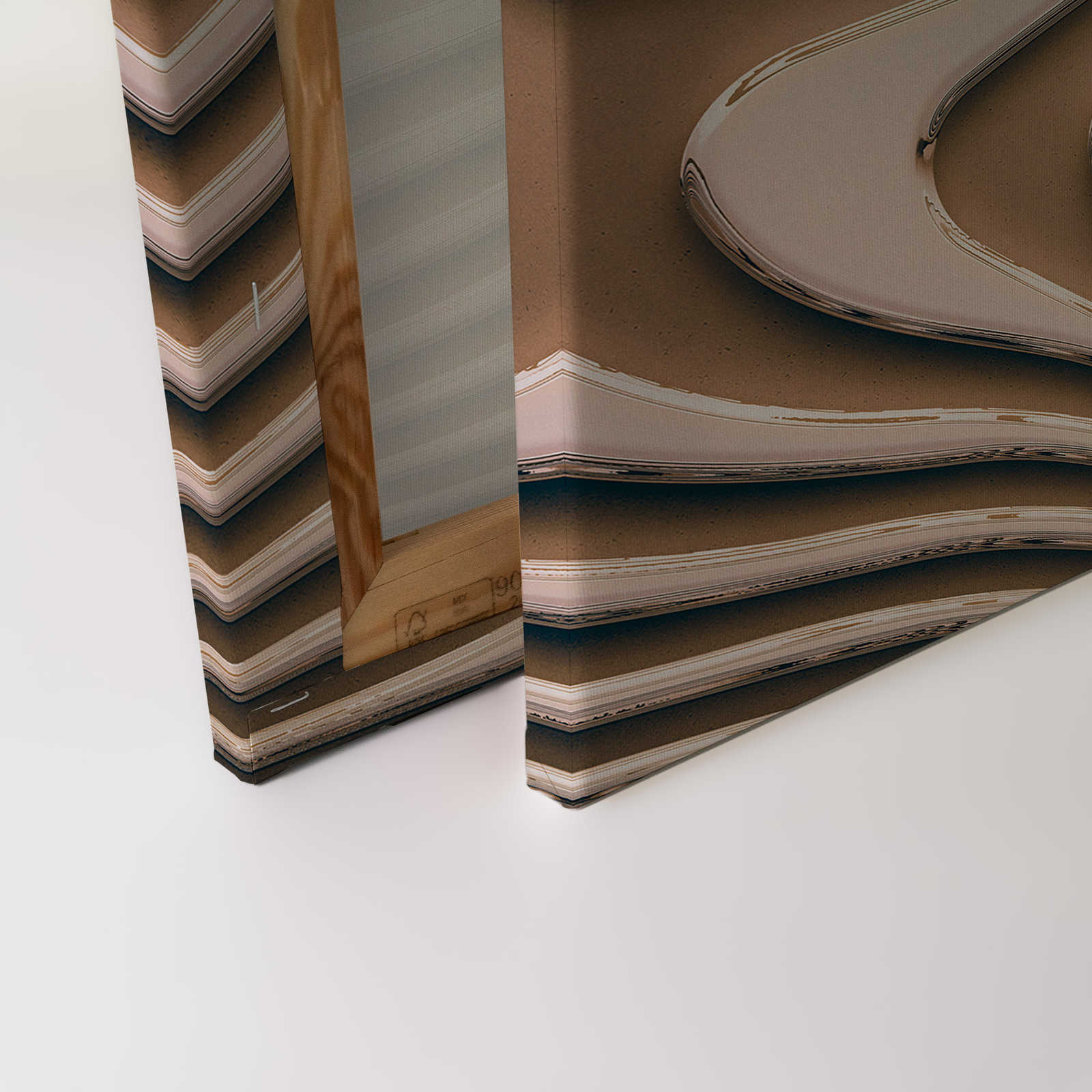            Canvas painting with wavy lines and shadows | beige, brown - 0.90 m x 0.60 m
        