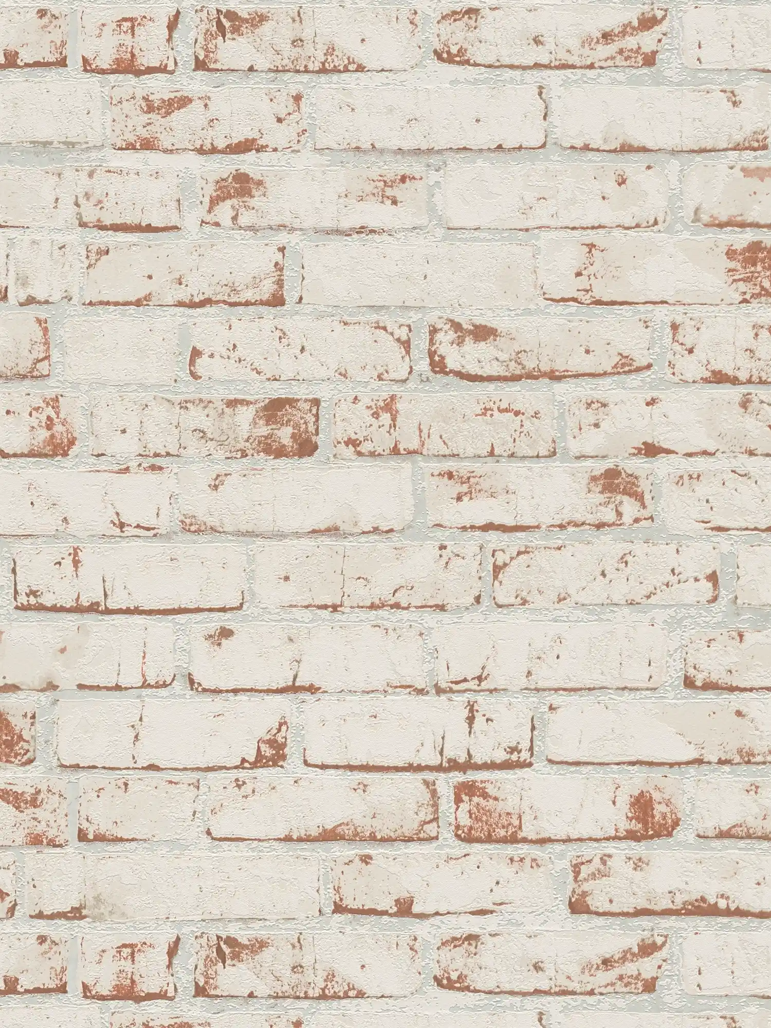 Stone optics wallpaper with rustic brick wall & 3D effect - red, brown, beige
