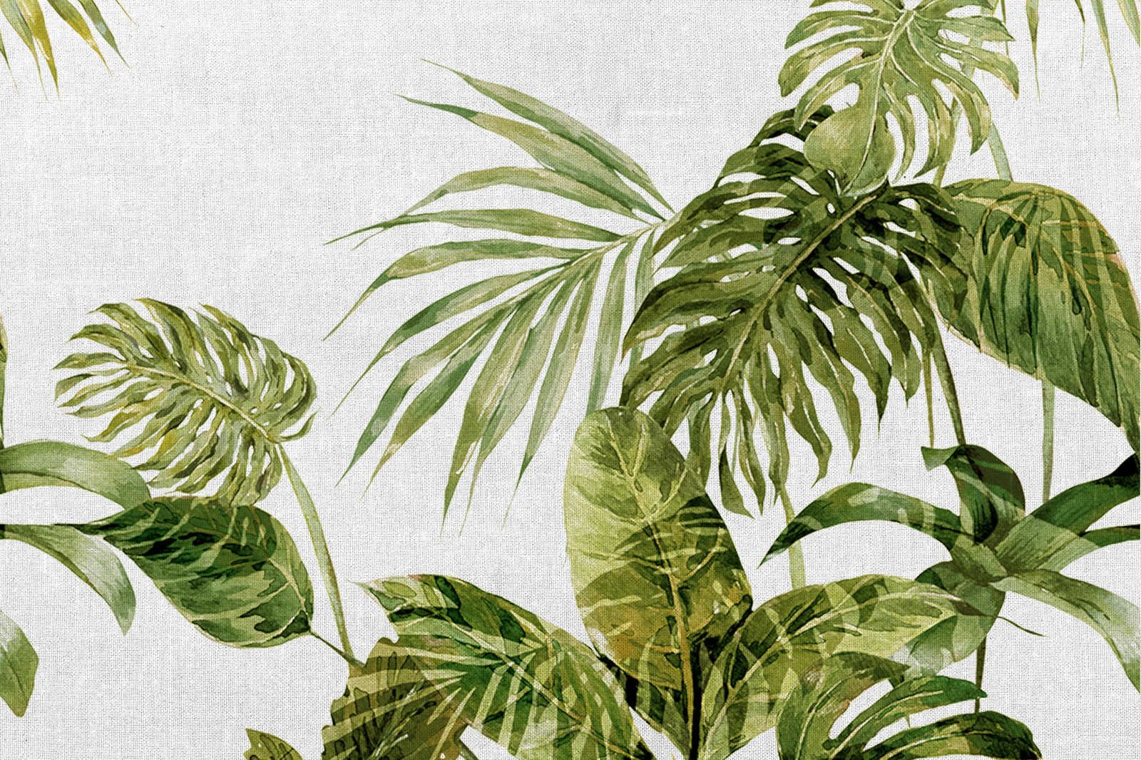             Tela tropicale che dipinge le foglie di Monstera in stile acquerello - 1,20 m x 0,80 m
        