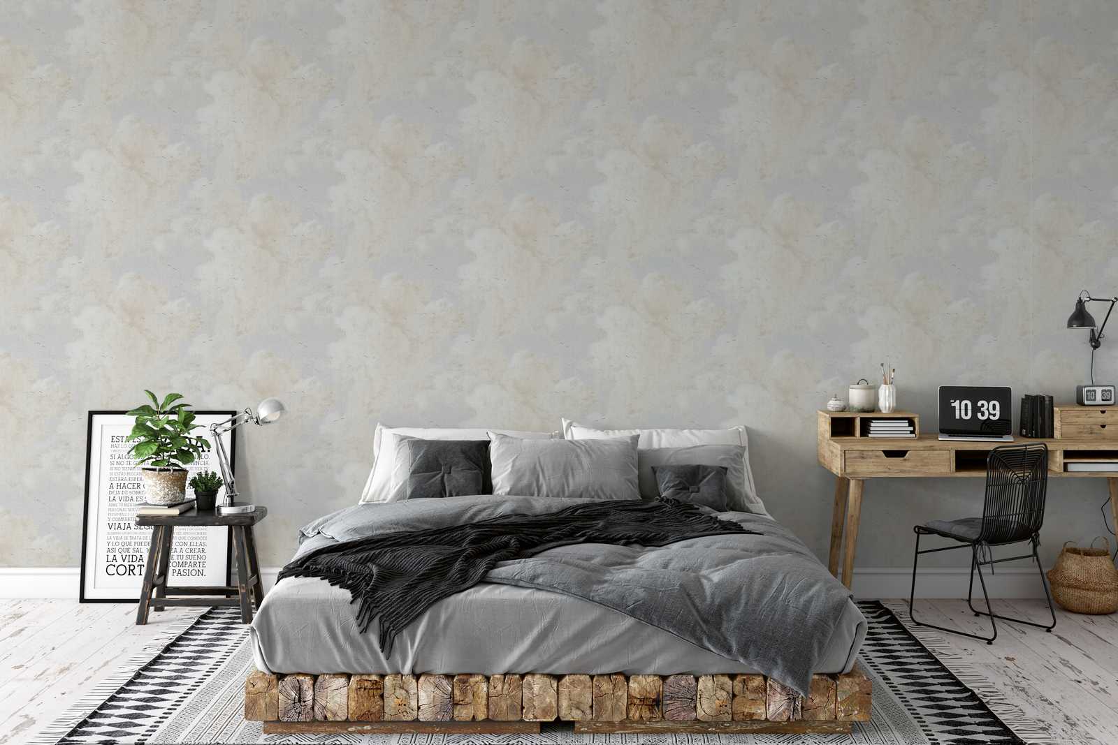            Clouds wallpaper with oil painting look - cream, white
        