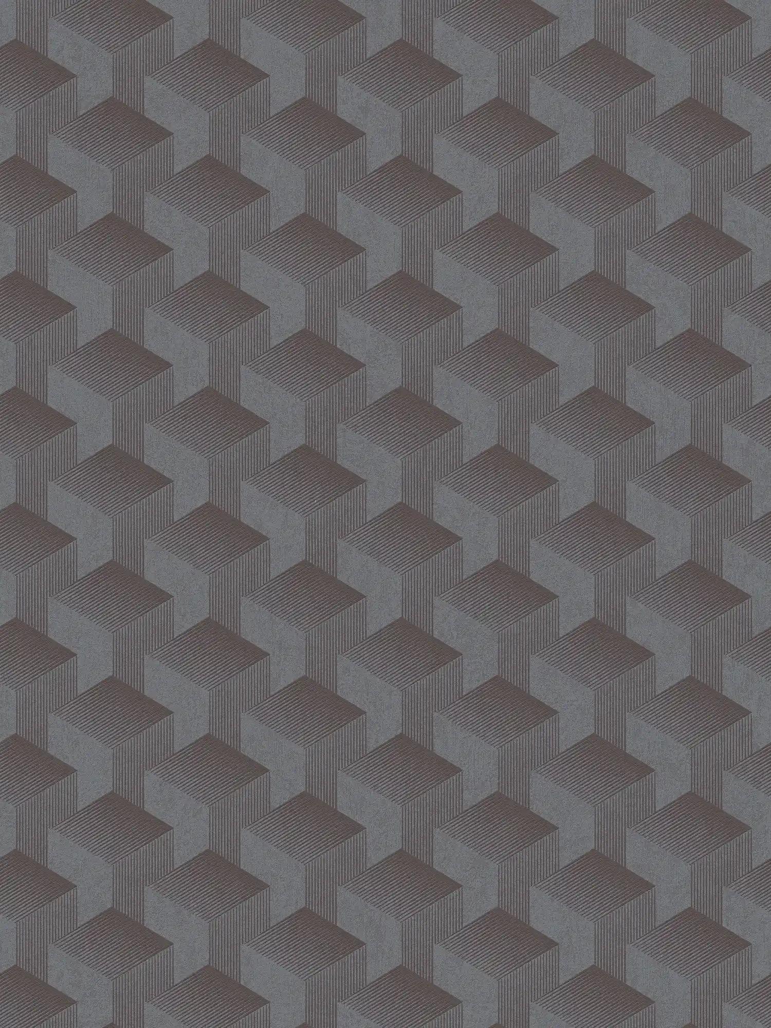 Graphic wallpaper with 3D pattern matt - dark grey
