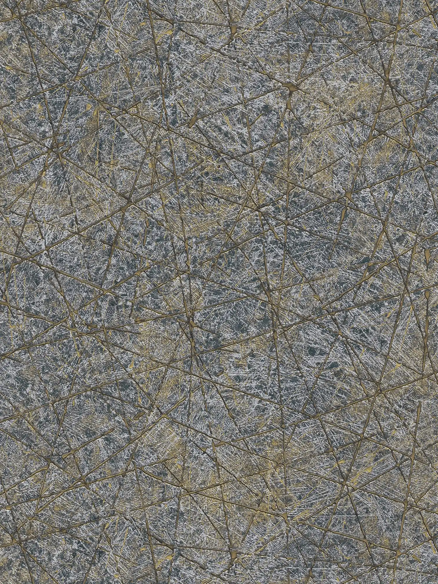         Vliesbehang met abstract grafisch patroon - zwart, goud, zilver
    