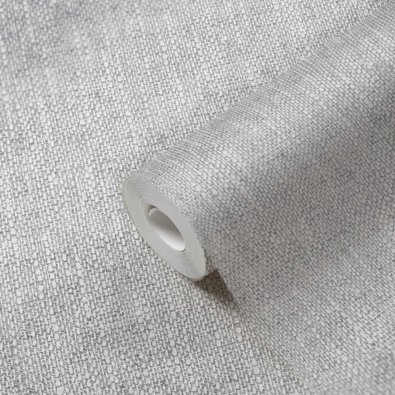             Papel pintado no tejido con aspecto de tela realista - gris, blanco
        
