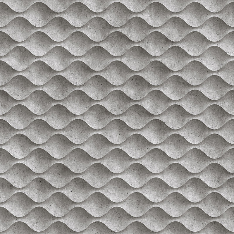 Concrete 1 - Carta da parati 3D con onde di cemento - Grigio, nero e perla in tessuto liscio
